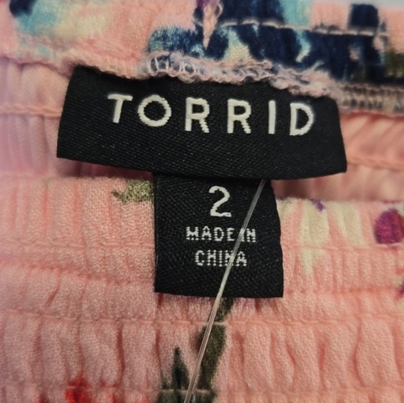 Torrid Floral Smocked Gauzy High Low Dress 2X Easter Spring Summer Pink Floral - Picture 4 of 15